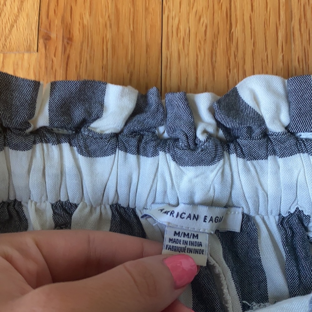 American Eagle Stripped Paper Bag Pants View 2